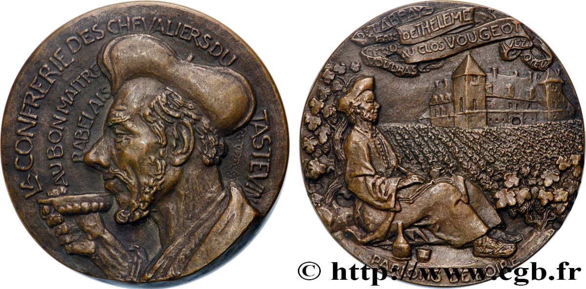 LITERATURE : WRITERS - POETS Médaille, François Rabelais, Confrérie des chevaliers de Taste-vin AU