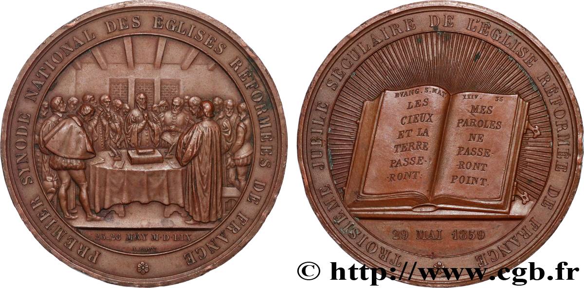 SECOND EMPIRE Médaille, Troisième jubilé séculaire de l’église réformée de France TTB