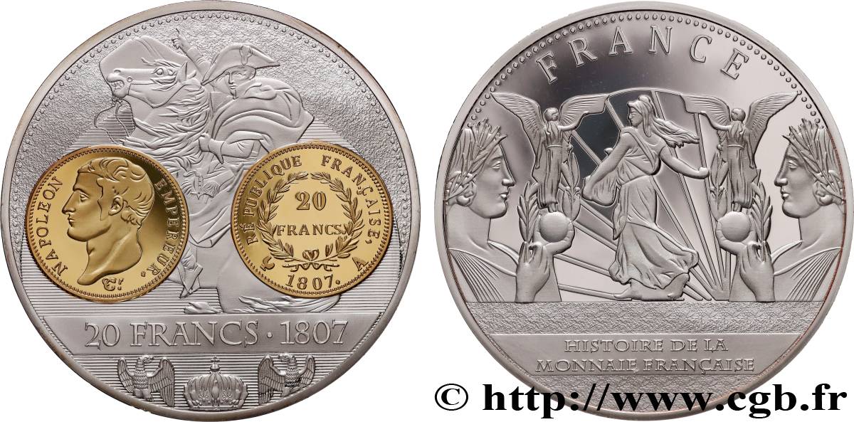 QUINTA REPUBBLICA FRANCESE Médaille, Histoire de la monnaie française, 20 francs MS
