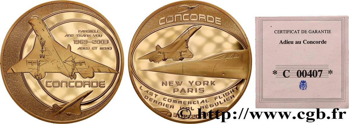 V REPUBLIC Médaille, Adieu au Concorde, dixième anniversaire MS