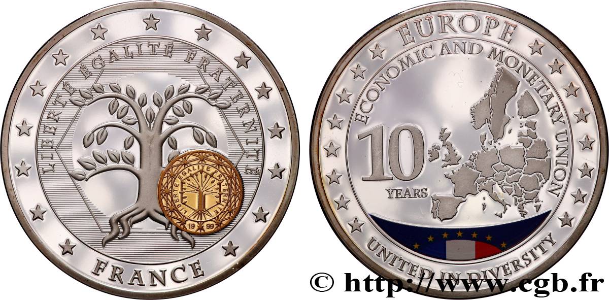EUROPE Médaille, 10 ans d’Union monétaire, France SPL