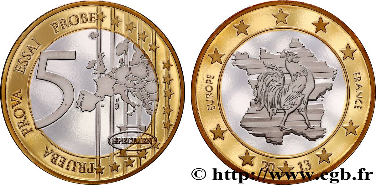 CINQUIÈME RÉPUBLIQUE Médaille, Spécimen, Essai 5 euro SPL