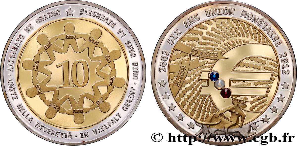 CINQUIÈME RÉPUBLIQUE Médaille, 10 ans de l’€uro, Luxembourg BE