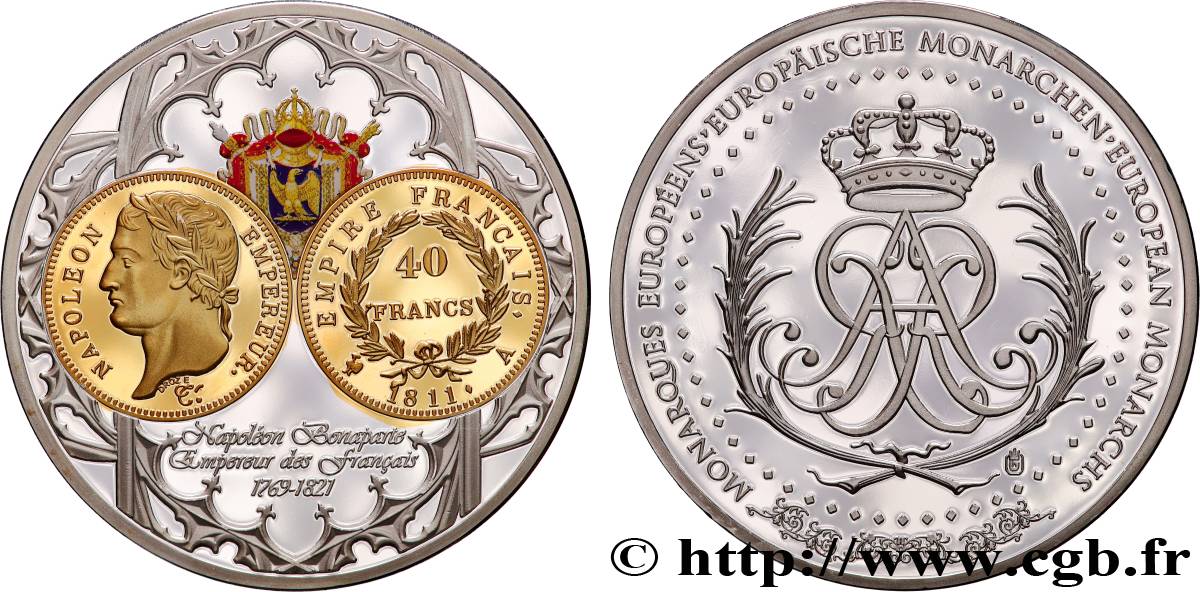 V REPUBLIC Médaille, Napoléon Bonaparte, Monarque européen MS