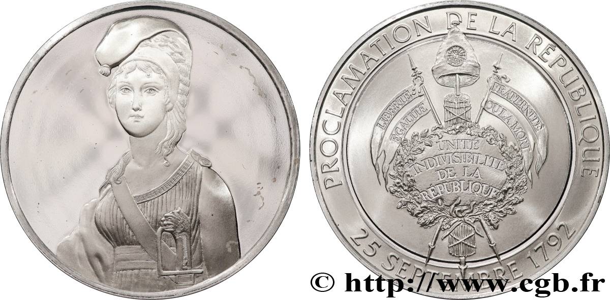 V REPUBLIC Médaille, Proclamation de la république AU/MS