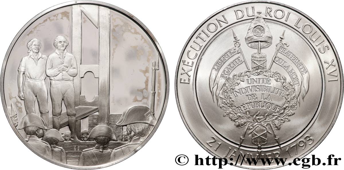 CINQUIÈME RÉPUBLIQUE Médaille, Exécution du roi Louis XVI SPL