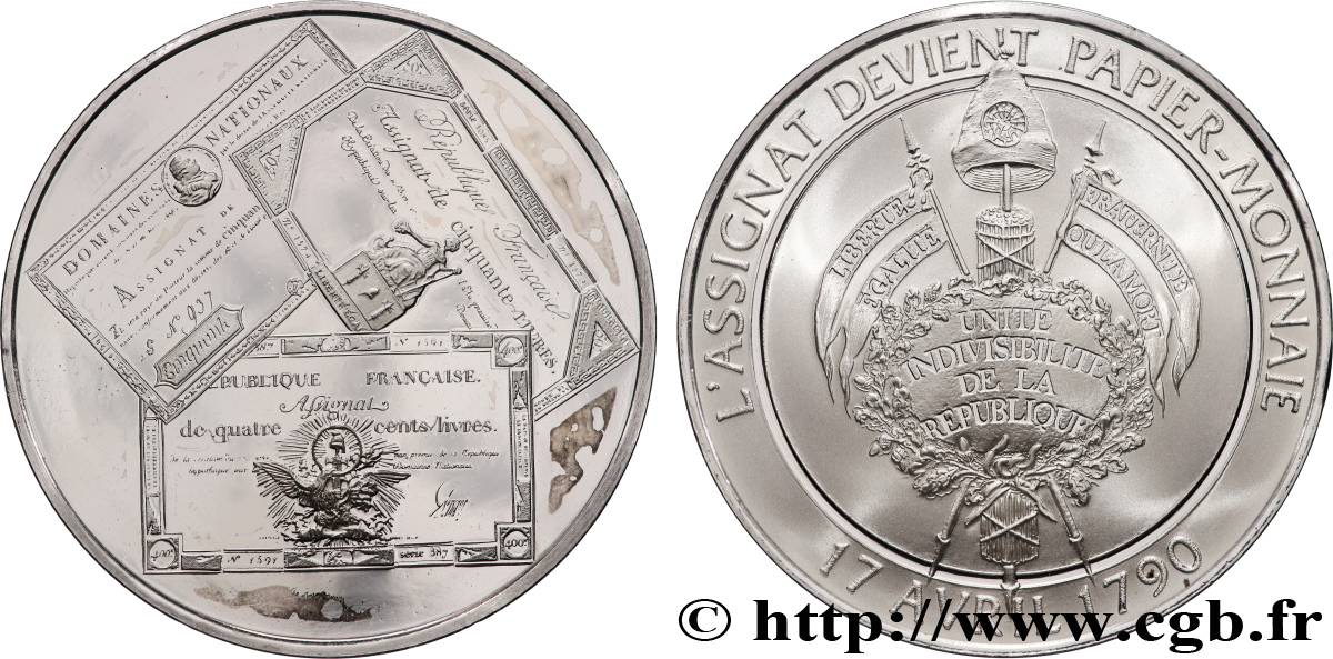 V REPUBLIC Médaille, L’assignat devient Papier-monnaie MS