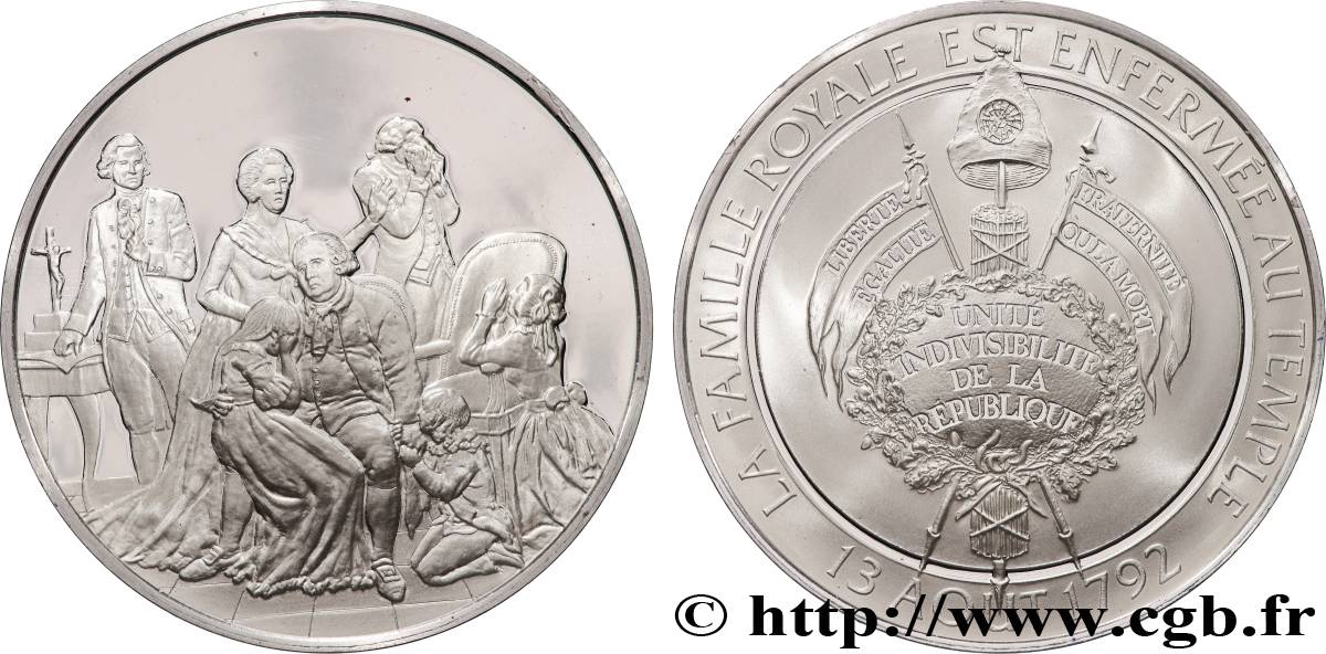 V REPUBLIC Médaille, La famille royale est enfermée au temple MS