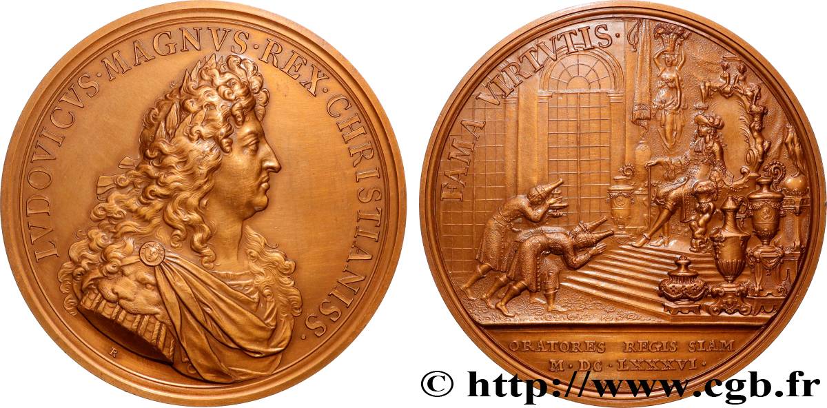 LOUIS XIV  THE SUN KING  Médaille, Les ambassadeurs du Siam, refrappe AU/AU
