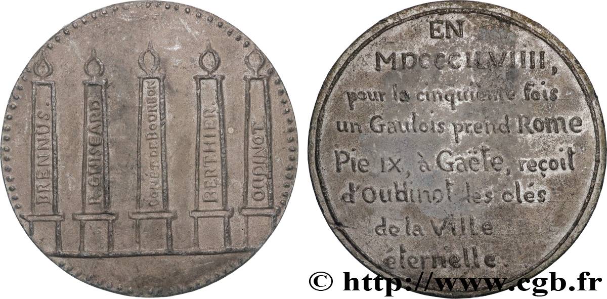 DEUXIÈME RÉPUBLIQUE Médaille, Siège et Prise de Rome TTB+