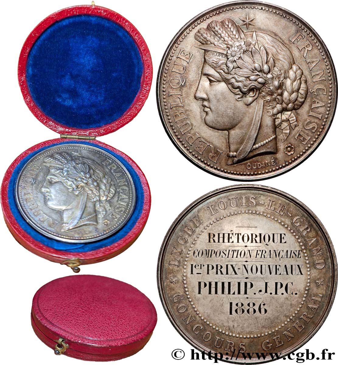 III REPUBLIC Médaille, 1er prix nouveau, Lycée Louis le Grand AU