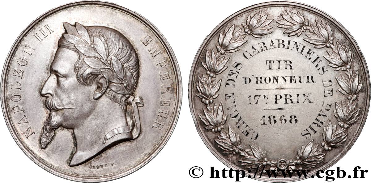 SECOND EMPIRE Médaille, Cercle des carabiniers de Paris, Tir d’honneur SUP/TTB+
