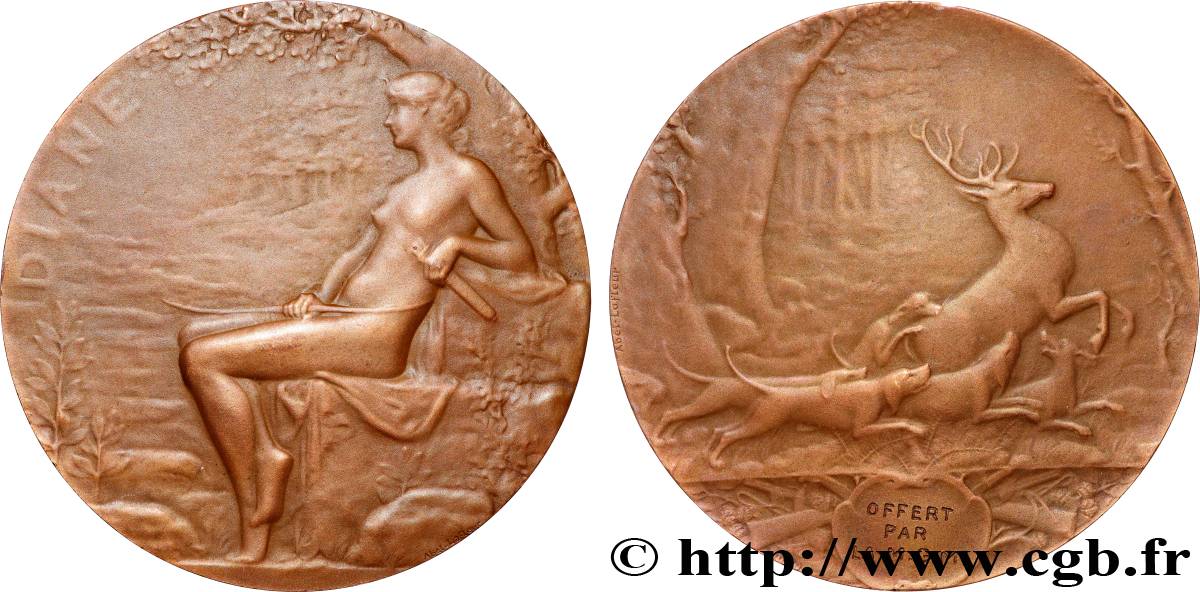 III REPUBLIC Médaille, Diane par Lafleur, offert par la M.G.M. AU