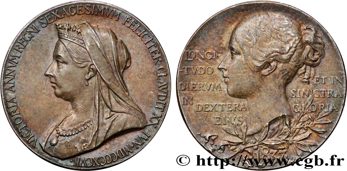 GREAT BRITAIN - VICTORIA Médaille, 60e anniversaire de règne de Victoria AU
