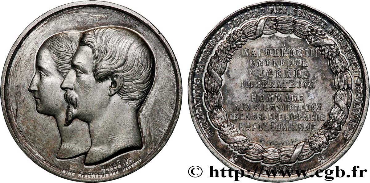ZWEITES KAISERREICH Médaille, Hommage aux souscripteurs de la grande librairie napoléonienne SS