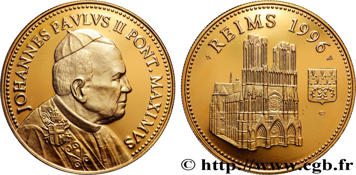 VATICAN AND PAPAL STATES Médaille, Jean-Paul II, Reims AU
