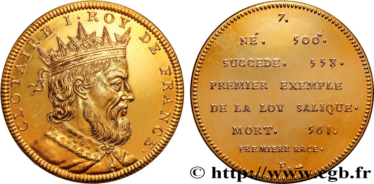SÉRIE MÉTALLIQUE DES ROIS DE FRANCE Médaille, Règne de CLOTAIRE Ier - 7 - refrappe SPL