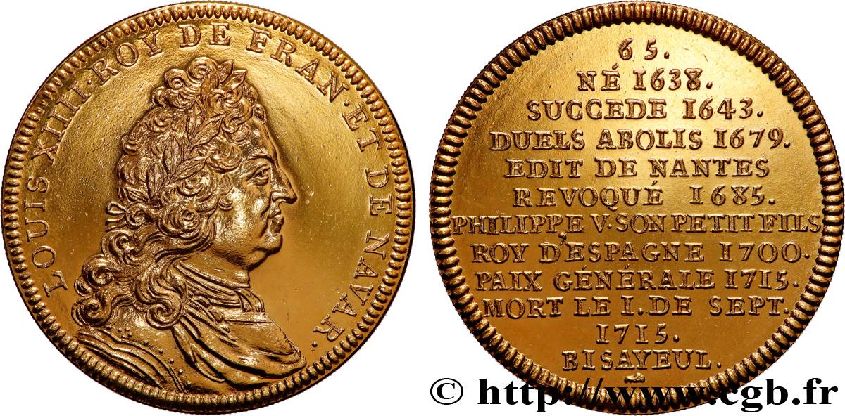 SÉRIE MÉTALLIQUE DES ROIS DE FRANCE Médaille, Louis XIV - 65 - refrappe ultra-moderne MS