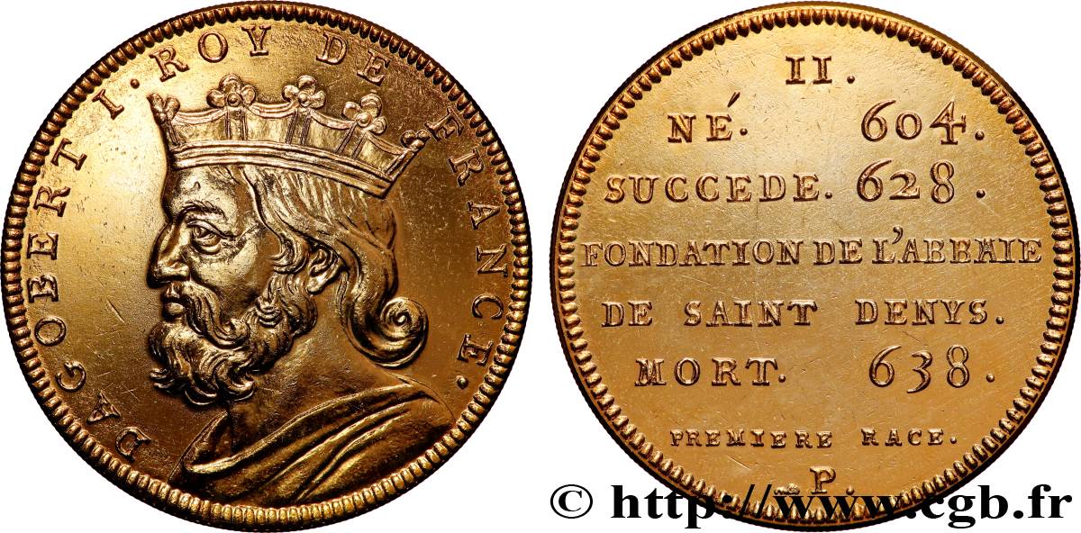 SÉRIE MÉTALLIQUE DES ROIS DE FRANCE Médaille, Dagobert I - 2 - refrappe ultra-moderne AU