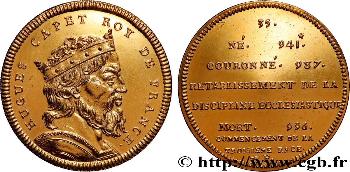 SÉRIE MÉTALLIQUE DES ROIS DE FRANCE Règne de HUGUES CAPET - 35 - refrappe ultra-moderne SUP