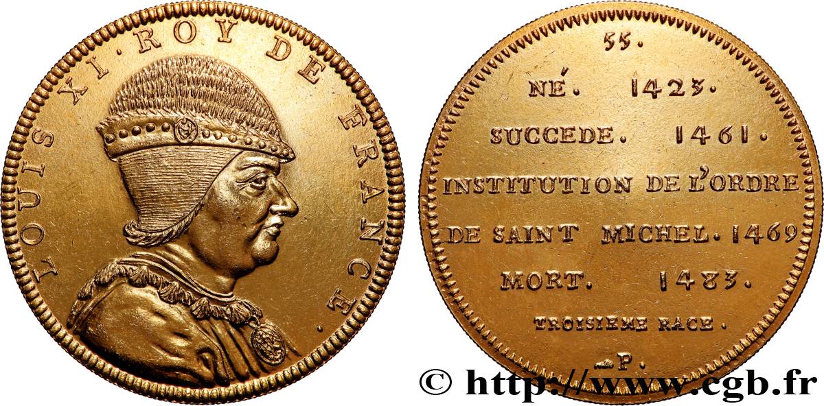 SÉRIE MÉTALLIQUE DES ROIS DE FRANCE Médaille, Louis XI - 55 - refrappe ultra-moderne SUP