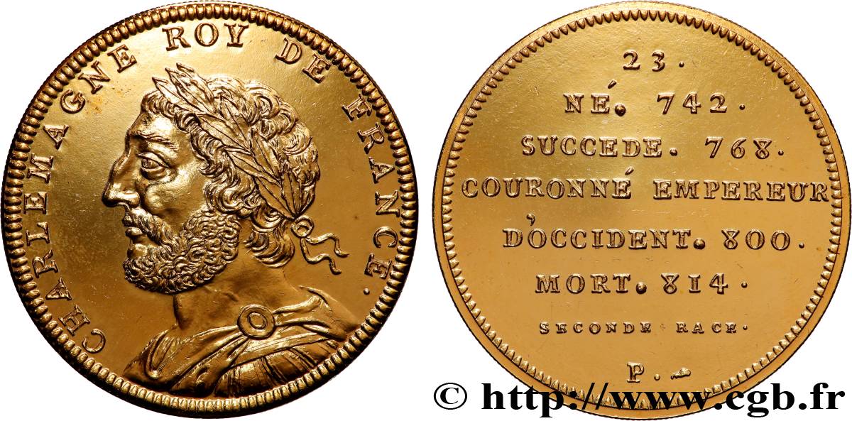 SÉRIE MÉTALLIQUE DES ROIS DE FRANCE Médaille, Charlemagne - 23 - refrappe ultra-moderne SUP