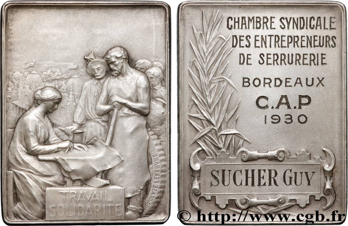 III REPUBLIC Plaquette, Chambre Syndicale des entrepreneurs de serrurerie AU