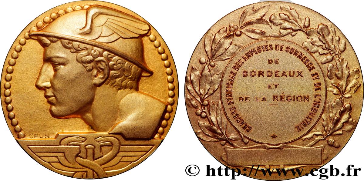 III REPUBLIC Médaille, Chambre syndicale des employés de commerce et de l’industrie AU