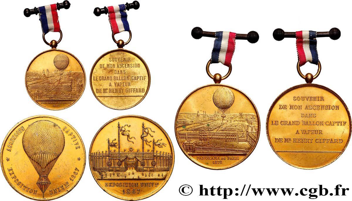 TROISIÈME RÉPUBLIQUE Lot de 3 médailles, Ballon captif TTB+
