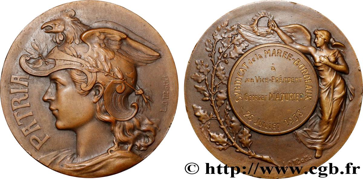 TROISIÈME RÉPUBLIQUE Médaille, Syndicat de la Marée TTB+
