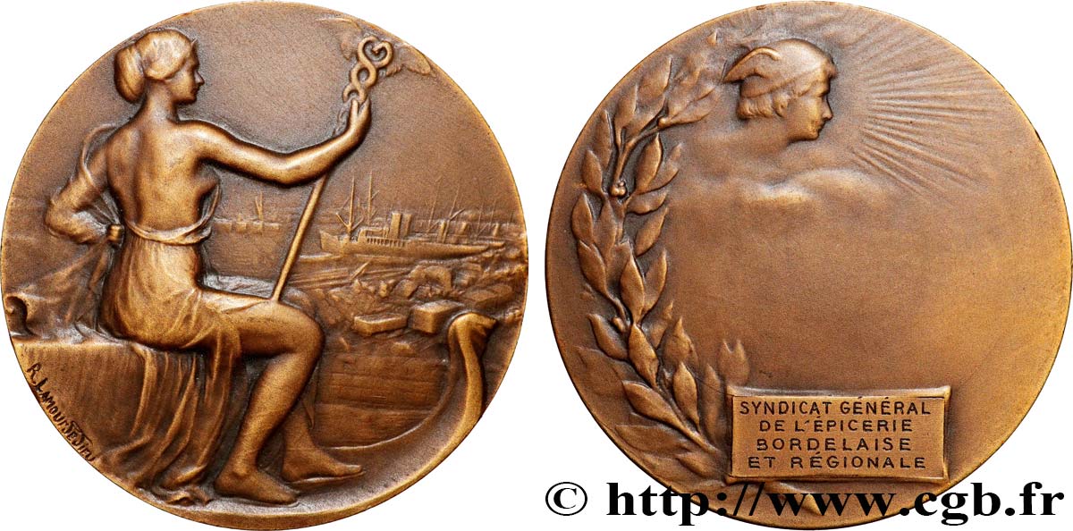 III REPUBLIC Médaille, Syndicat de l’épicerie bordelaise et régionale AU