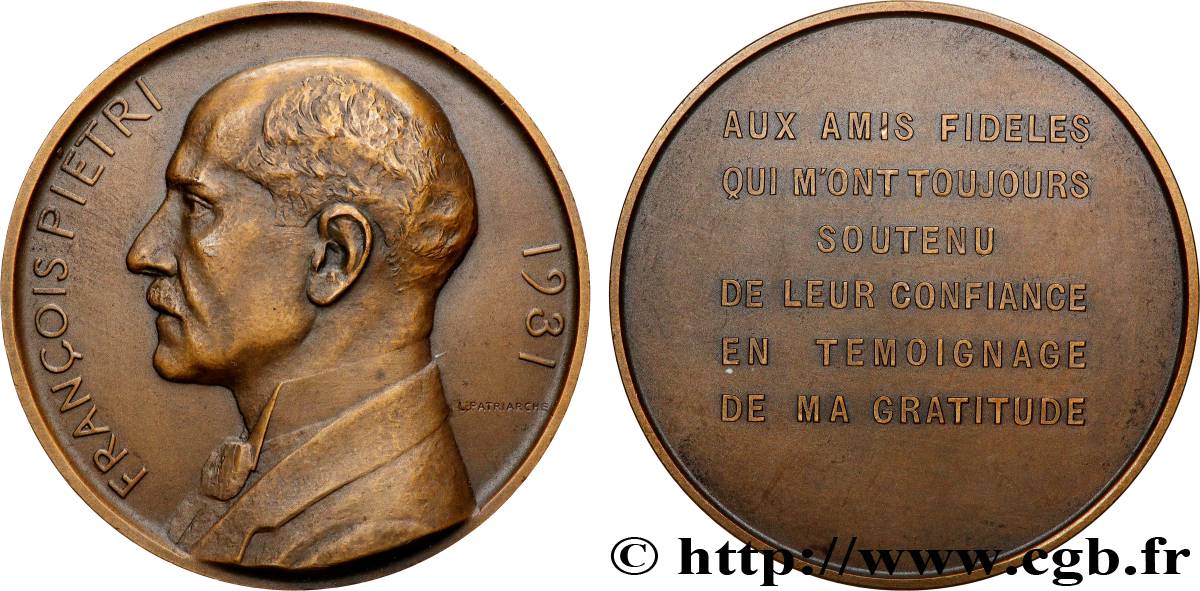 III REPUBLIC Médaille, François Piétri AU