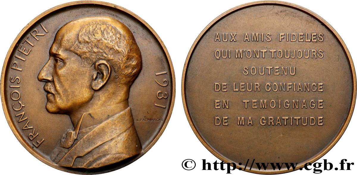 TROISIÈME RÉPUBLIQUE Médaille, François Piétri TTB+