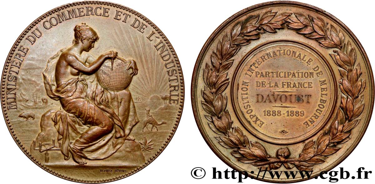 DRITTE FRANZOSISCHE REPUBLIK Médaille, Exposition de Melbourne, Participation de la France fVZ