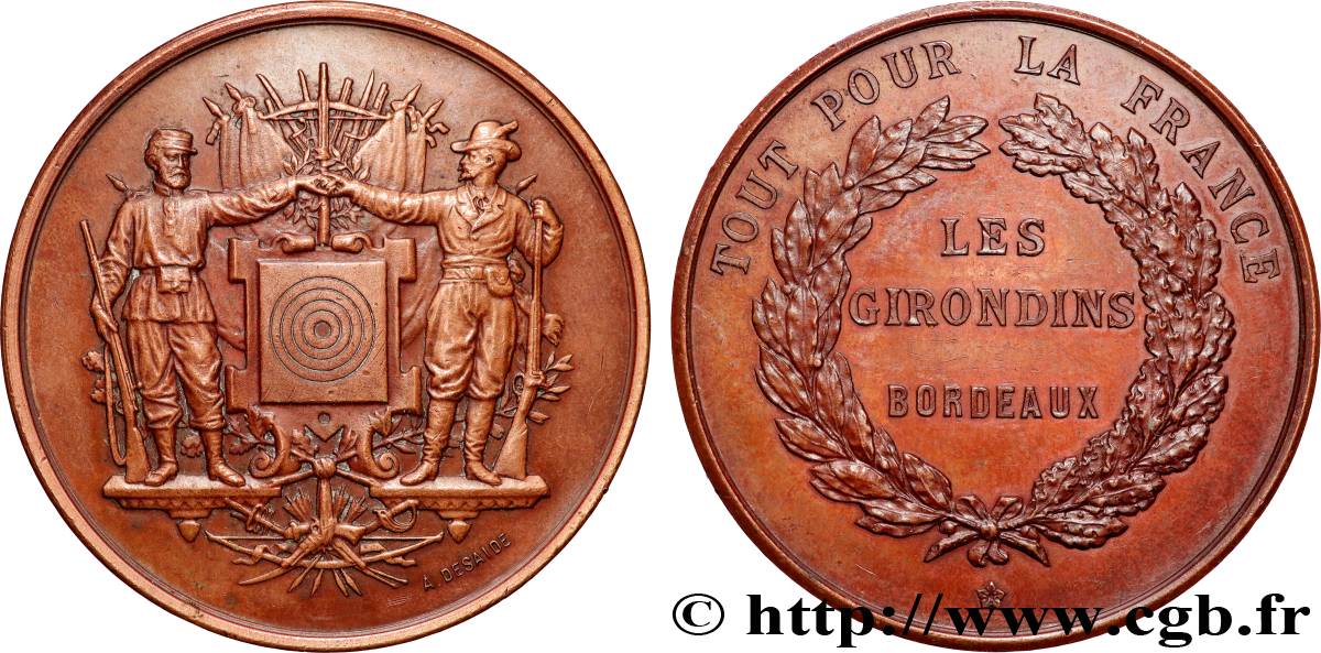 III REPUBLIC Médaille, Pour les Girondins XF/AU