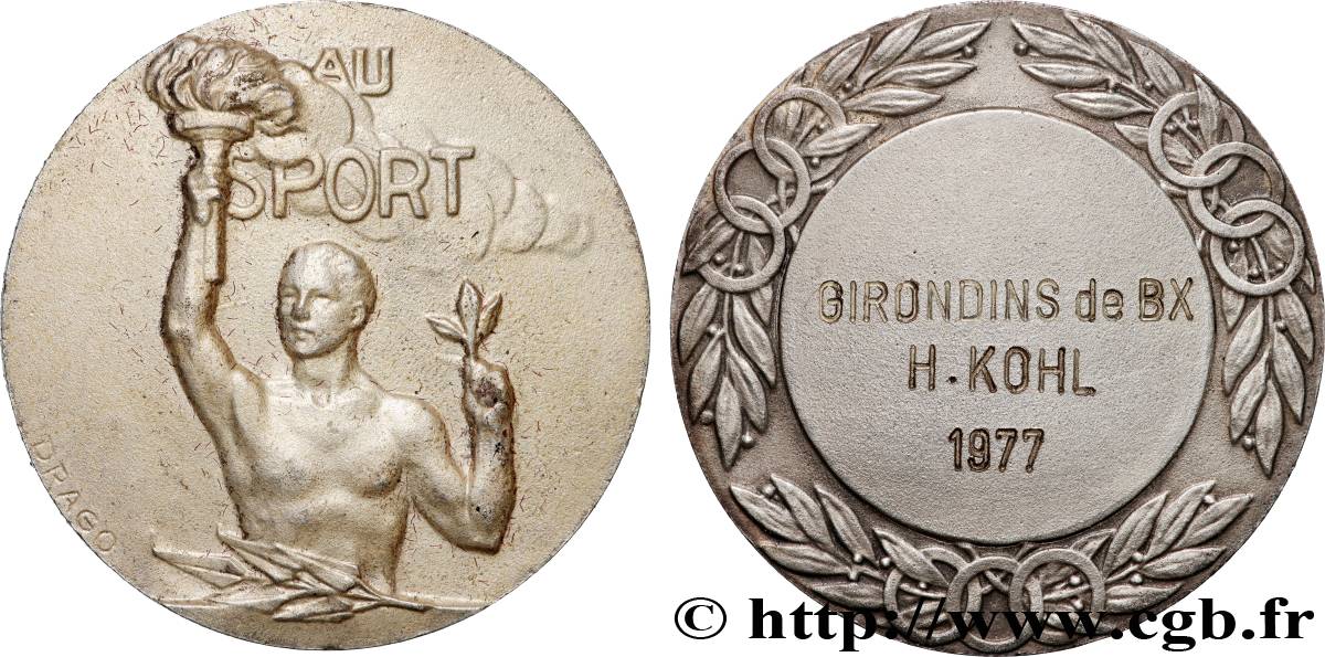 CINQUIÈME RÉPUBLIQUE Médaille, Pour les Girondins, 4e Type TTB