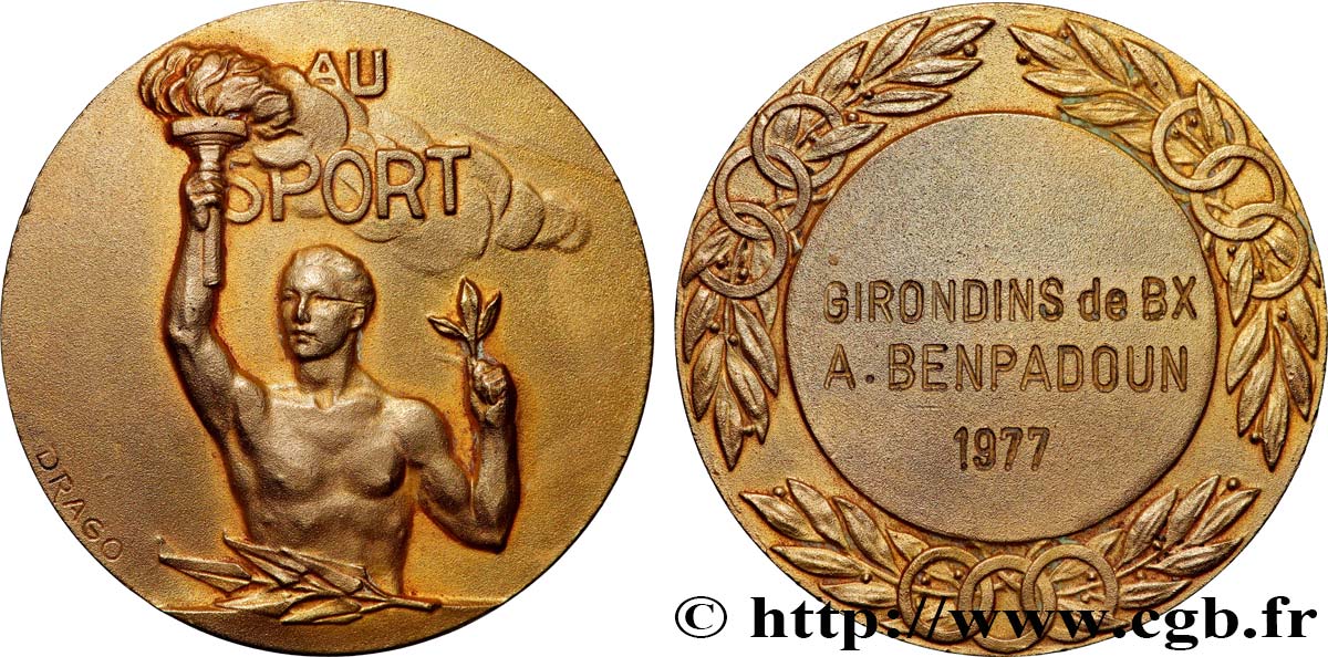 CINQUIÈME RÉPUBLIQUE Médaille, Pour les Girondins, 4e Type TTB+