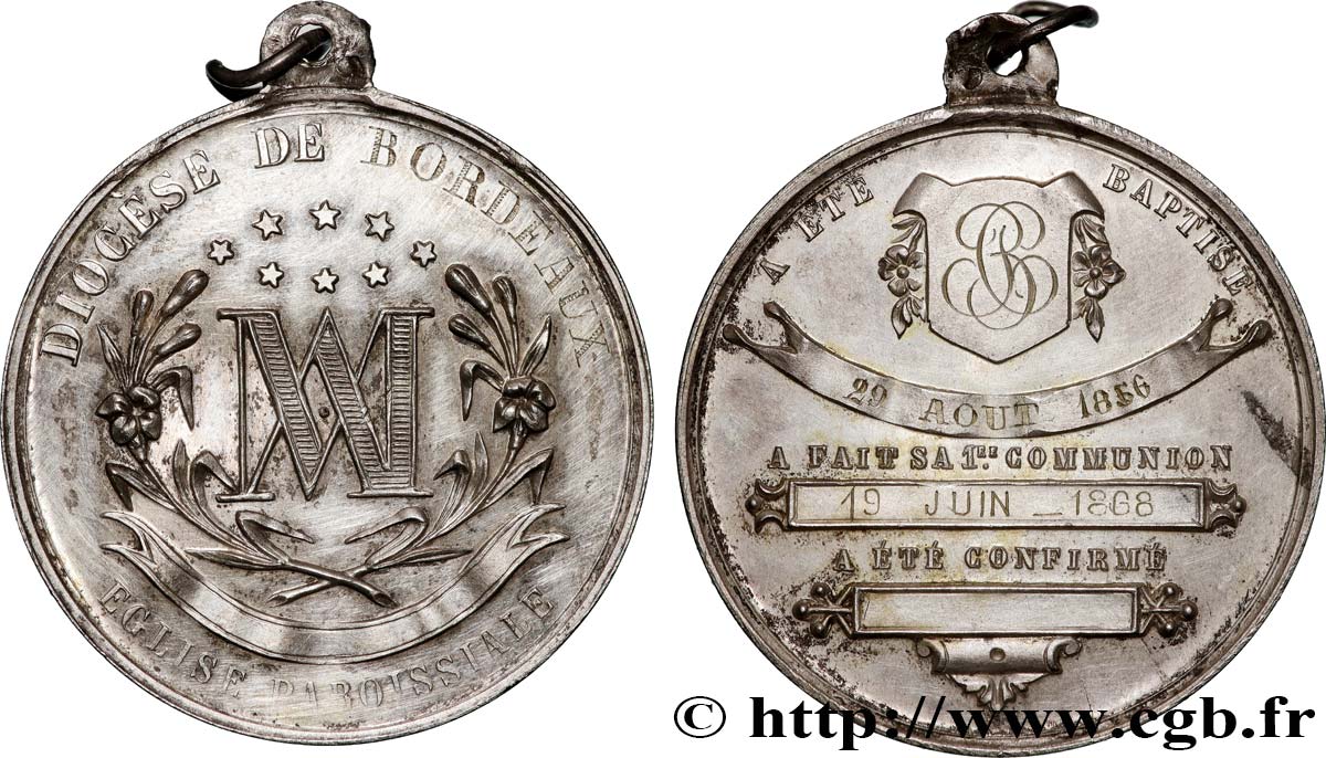 SEGUNDO IMPERIO FRANCES Médaille de baptême MBC+