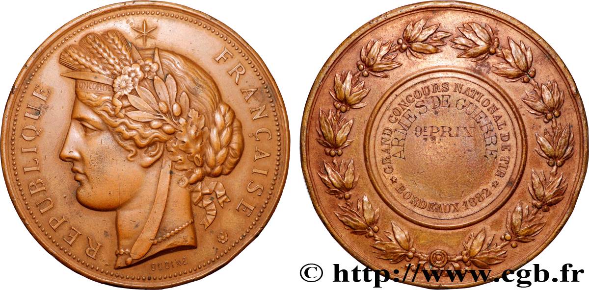 III REPUBLIC Médaille, Grand concours national de tir, Armes de guerre XF