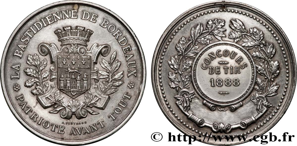 TROISIÈME RÉPUBLIQUE Médaille, La bastidienne, Concours de tir TTB