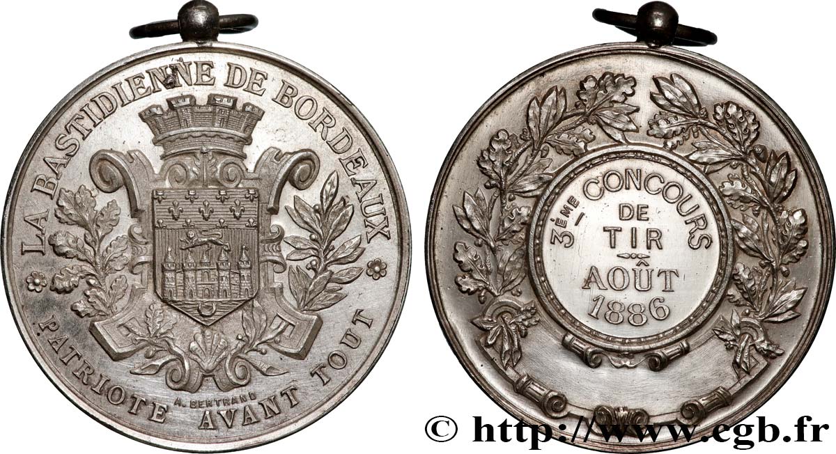 III REPUBLIC Médaille, Tir pour la Bastidienne  AU