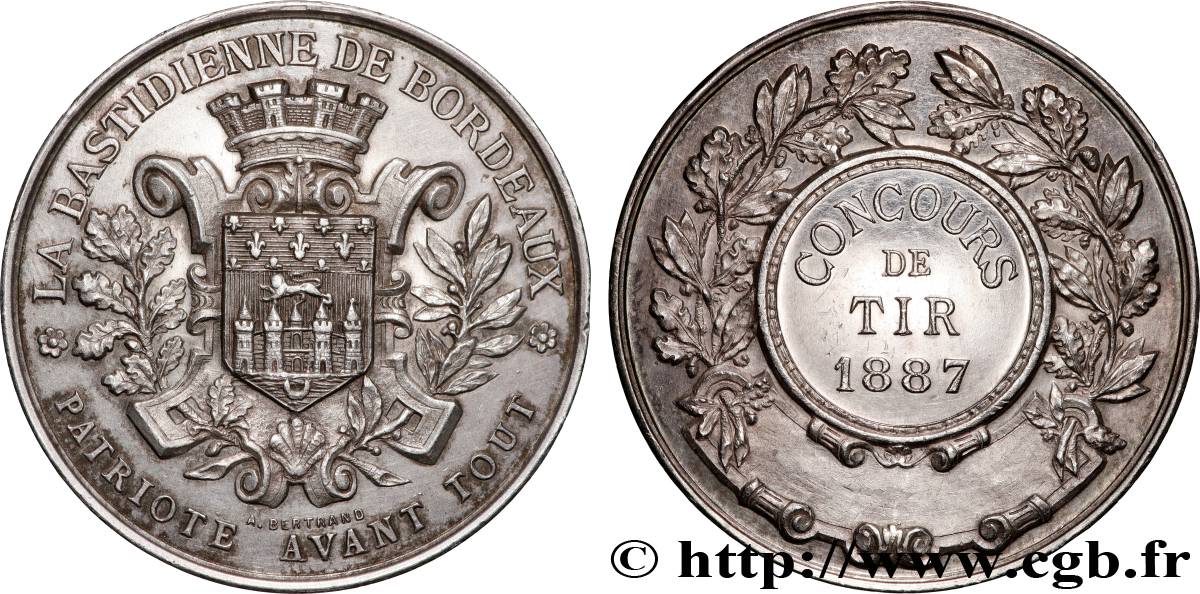 TROISIÈME RÉPUBLIQUE Médaille, Tir pour la Bastidienne  TTB+