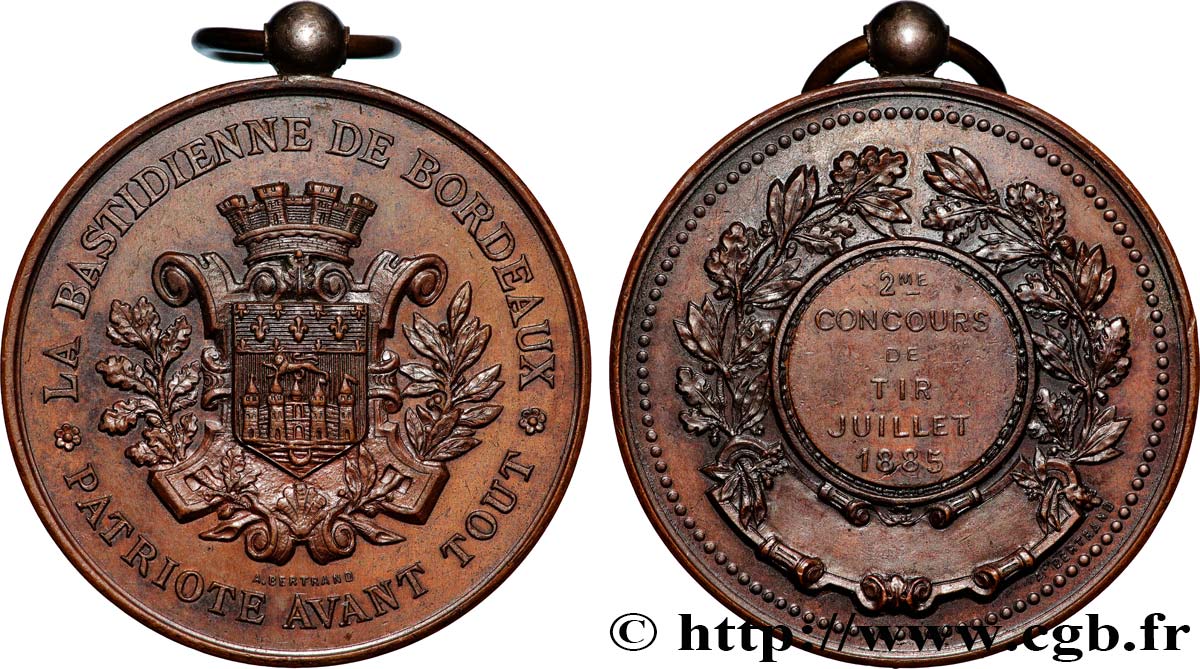 III REPUBLIC Médaille, Tir pour la Bastidienne  XF