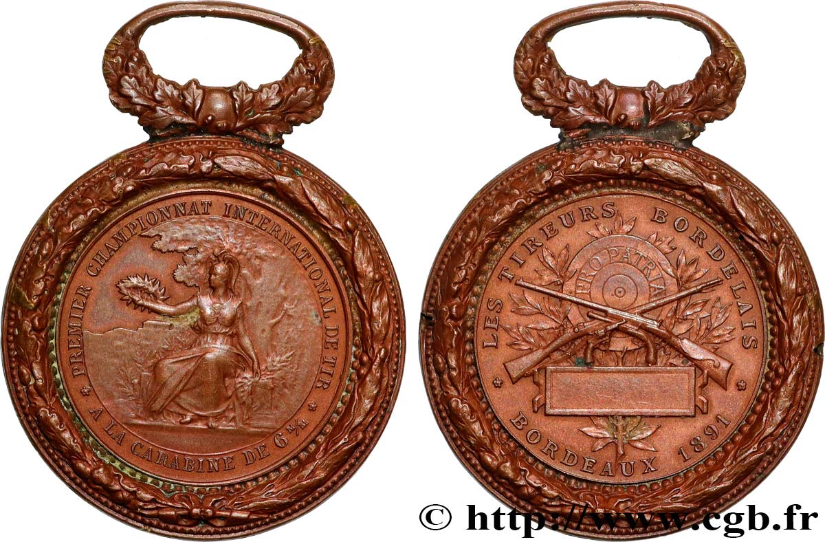 III REPUBLIC Médaille, Tireurs bordelais AU