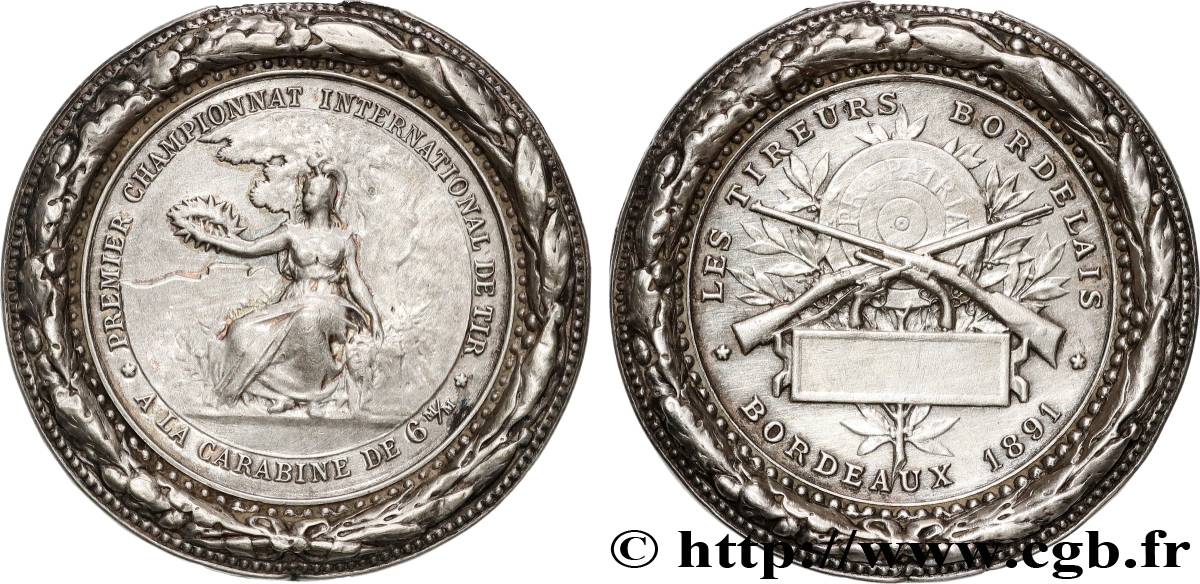 III REPUBLIC Médaille, Tireurs bordelais XF