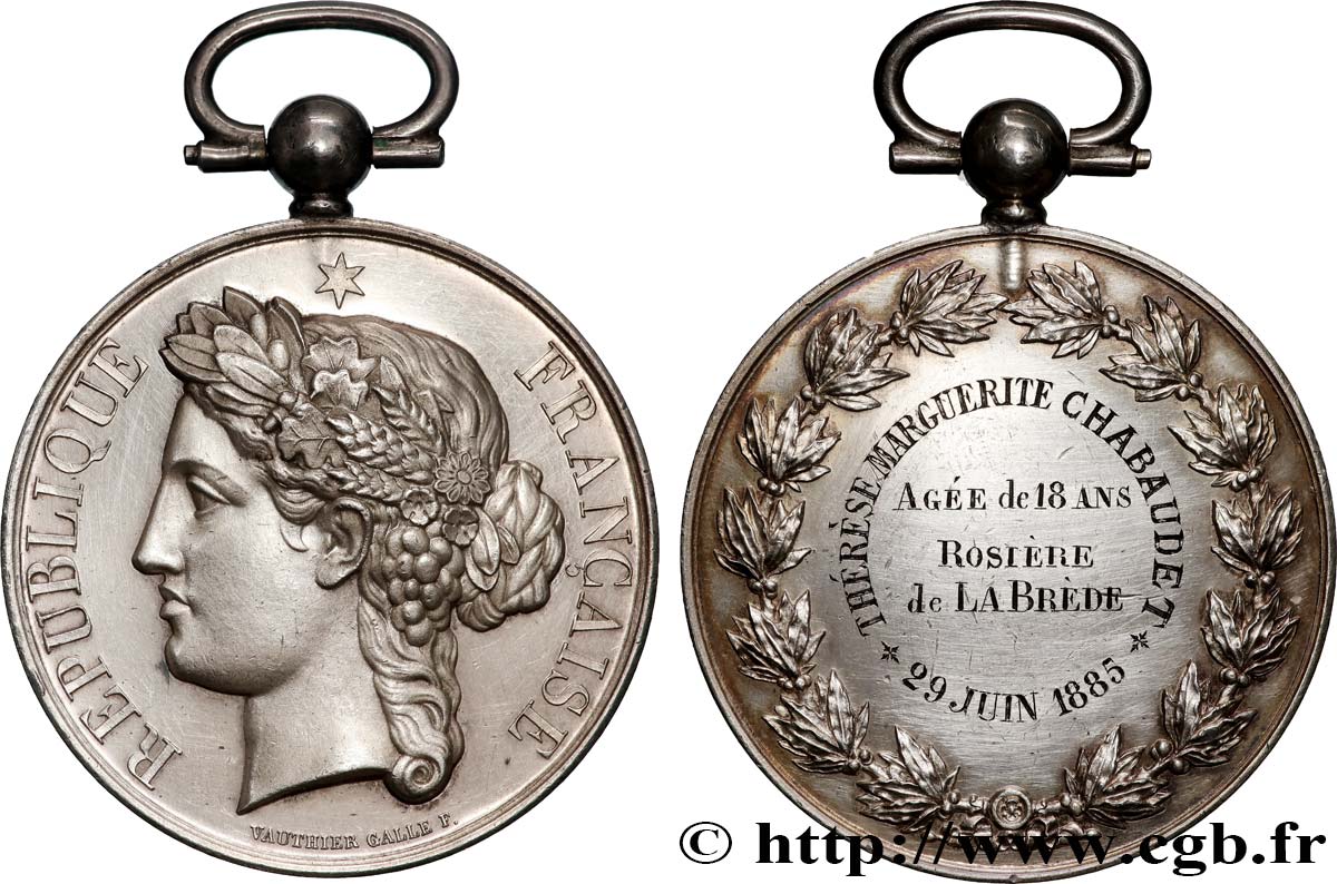 III REPUBLIC Médaille, Rosière de la Brède AU