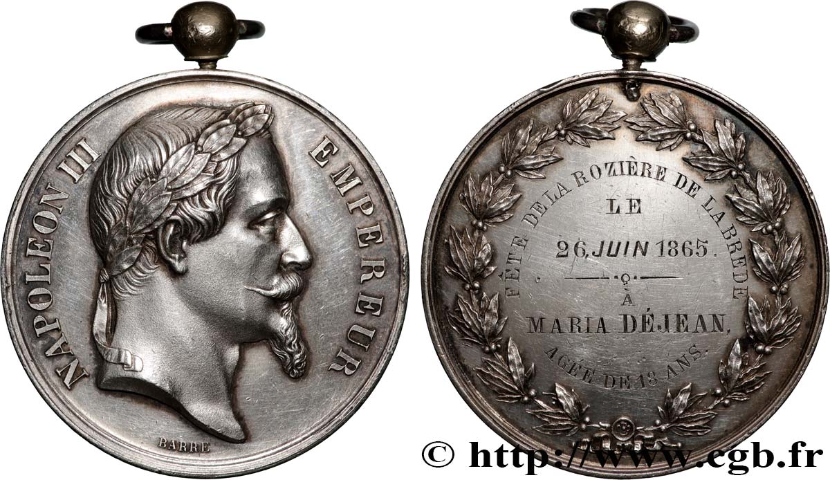 SECOND EMPIRE Médaille, Rosière de la Brède AU/XF
