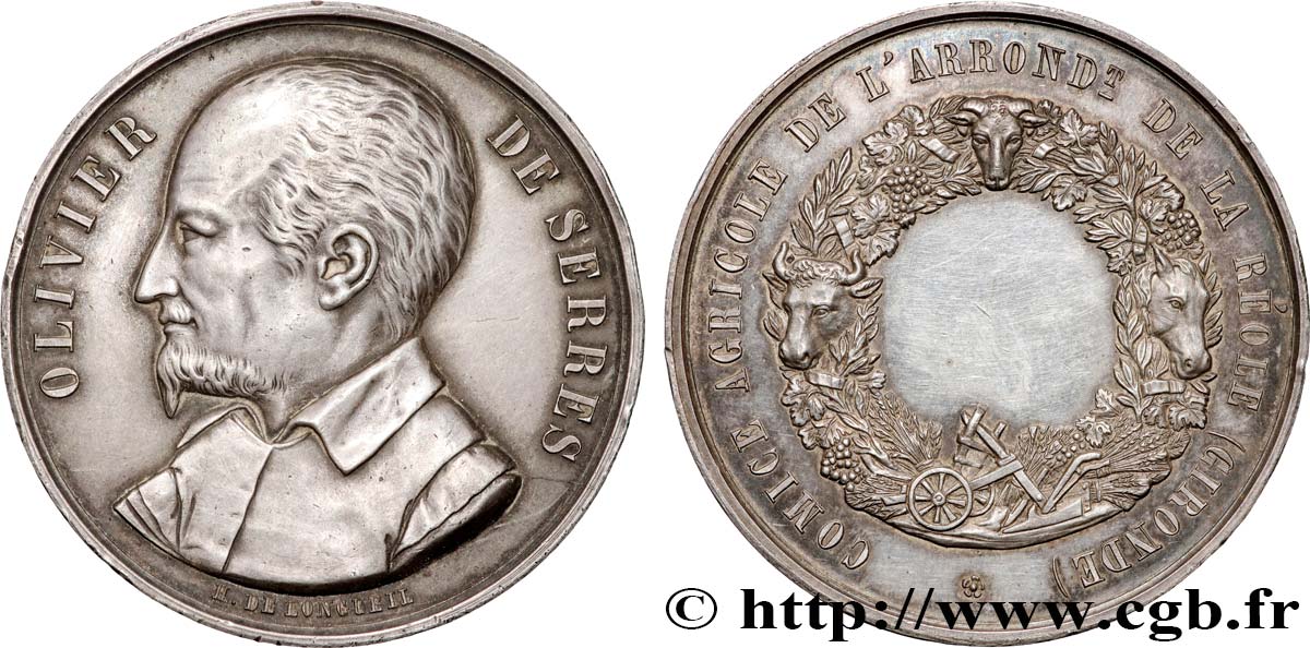 SOCIÉTÉS D AGRICULTURE, HORTICULTURE, PÈCHE ET CHASSE Médaille, Comice agricole AU