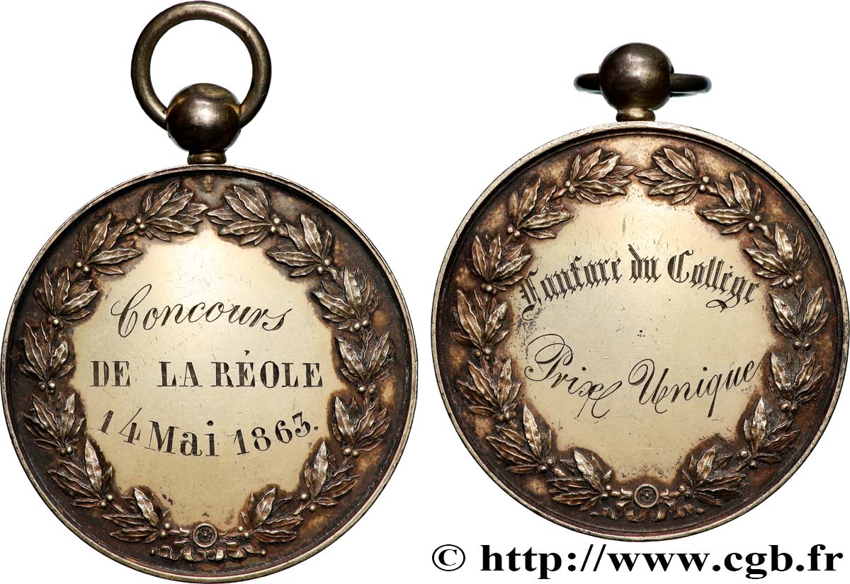 SECOND EMPIRE Médaille, Concours de musique, Fanfare du collègue XF