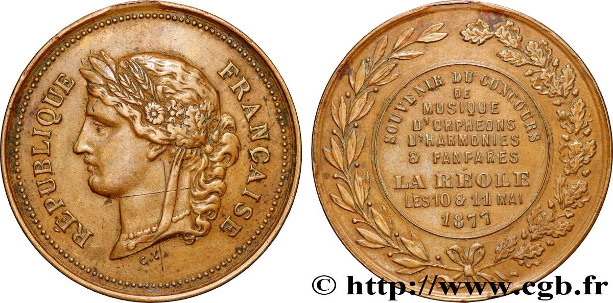 III REPUBLIC Médaille, Concours de musique XF